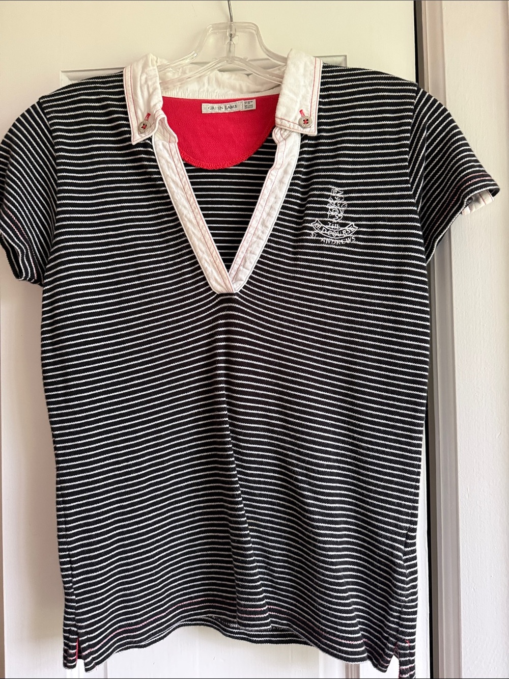 The Old Course St. Andrews Striped Polo Top with White Trim